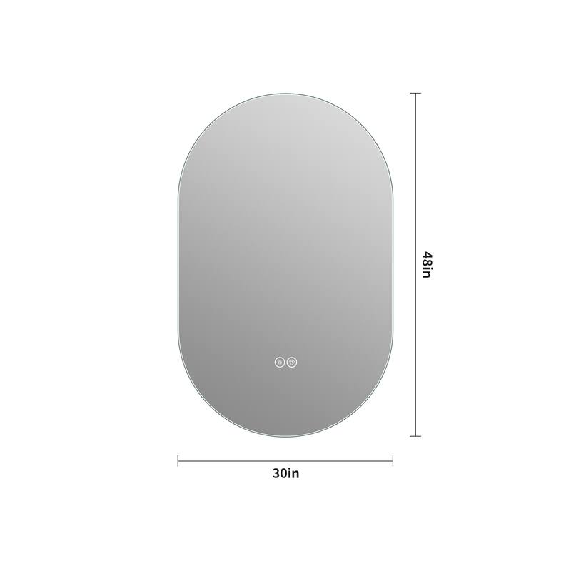 48*30 inch Smart Wall Mounted LED Touch Screen Anti-fog Mirror Bathroom Mirror, Barber Shop Mirror - Antique Silver