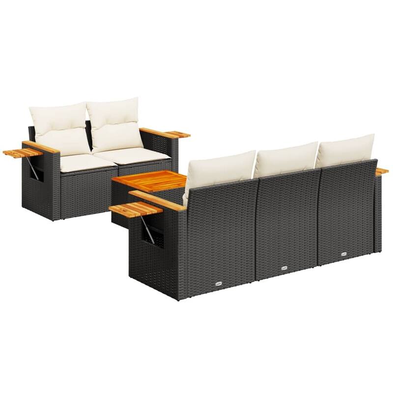 vidaXL Patio Sofa Set with Cushions Outdoor Furniture 6 Piece Poly Rattan