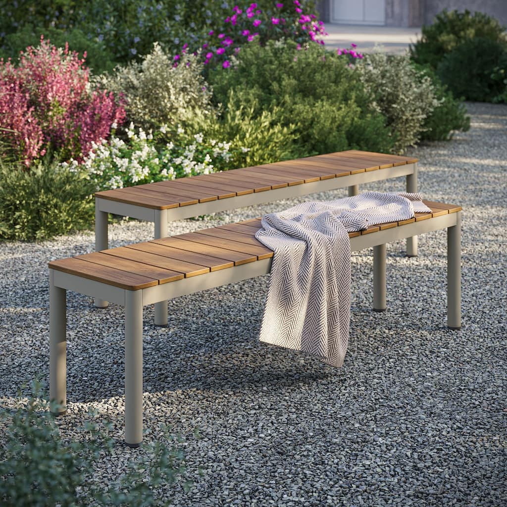 Finn Outdoor Patio Aluminum Bench with Faux Wood Top by Modway