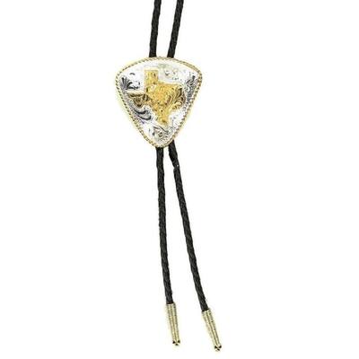 Crumrine Western Bolo Neck Tie Mens Outlined Texas Silver Gold C10838 - One Size
