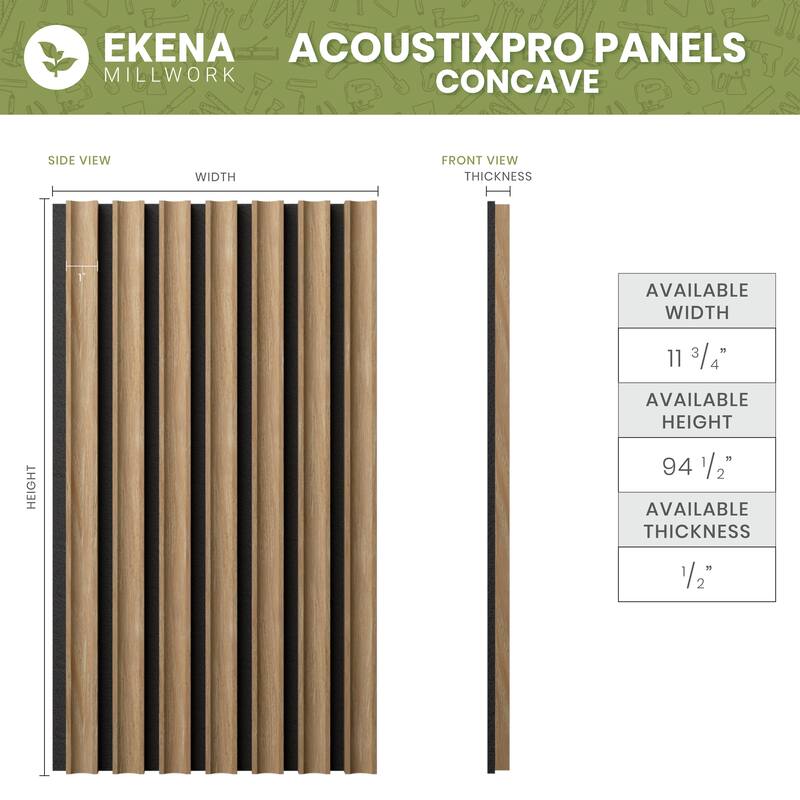 AcoustixPro Noise Cancelling Concave Small Slat Wall Panel (2 Pack)