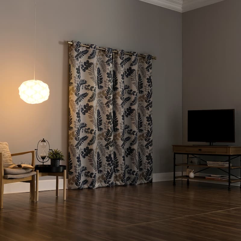 Sun Zero Alamea Botanical Print Theater Grade Total Blackout Grommet Curtain Panel, Single Panel