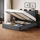 preview thumbnail 16 of 58, Bed Frame with Lift Up Storage, Upholstered Velvet Platform Bed with Storage Headboard