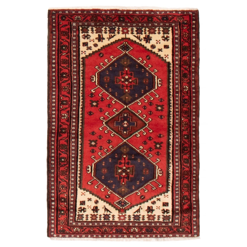 ECARPETGALLERY Hand-knotted Andelz Red Wool Rug - 3'3 x 4'9