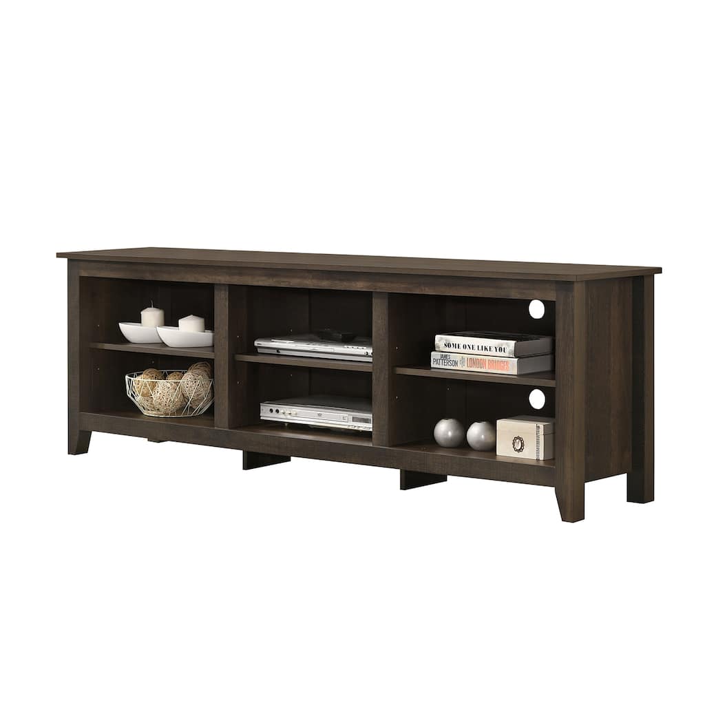 6 Open Shelves Rectangle TV Stand