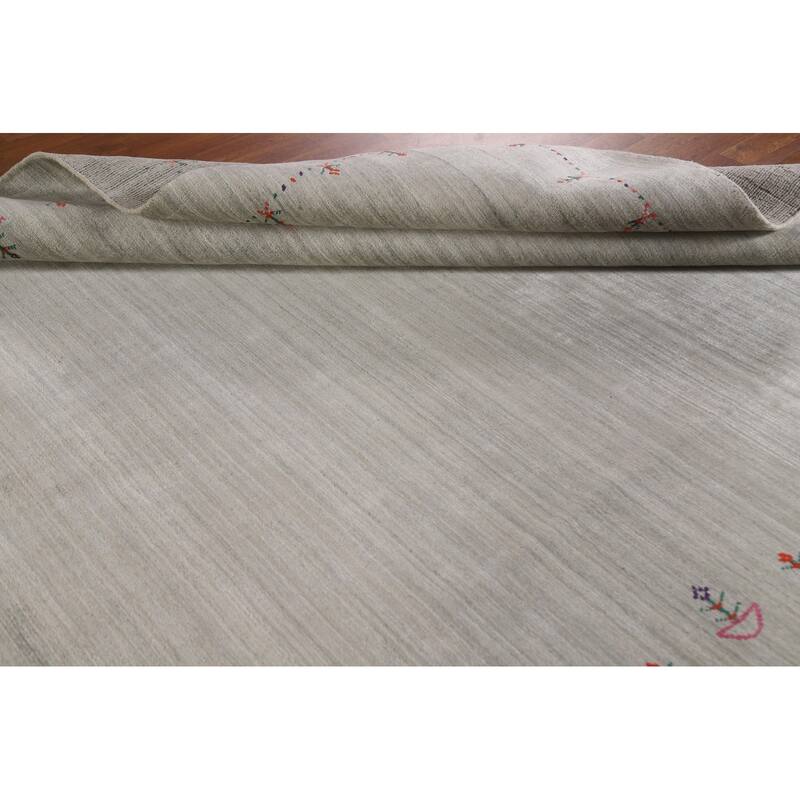 Gabbeh Indian Area Rug Handmade Beige Wool Carpet - 7'7"x 9'8"