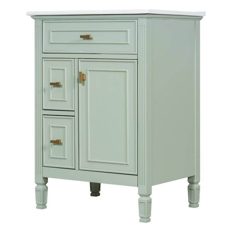 24-Inch Bathroom Vanity with Sink, Solid Wood and MDF Cabinet