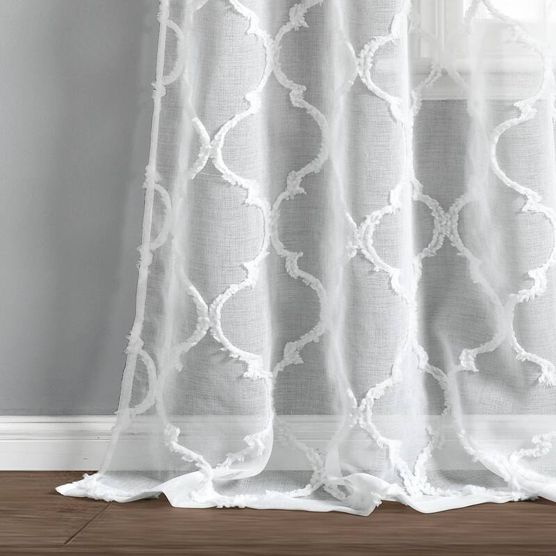 Lush Decor Avon Trellis Grommet Sheer Window Curtain Panel Pair