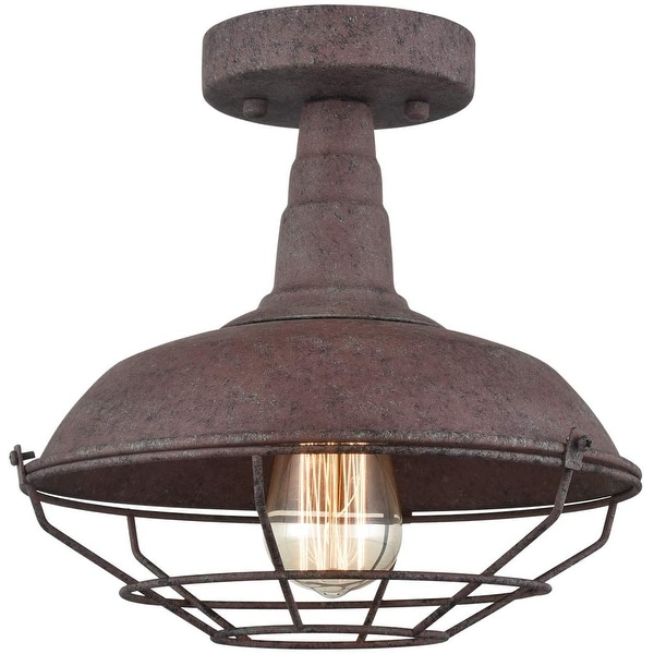 Marsala Farmhouse Semi-Flush Ceiling Lights Rust Metal Cage - Rustic. Opens flyout.