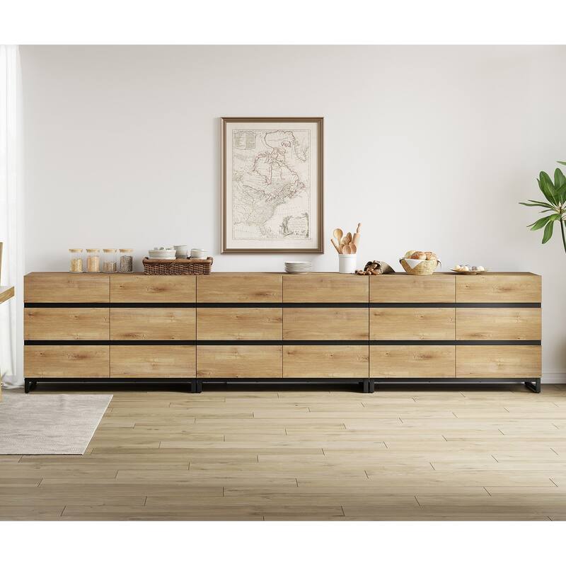 WAMPAT Modern Buffet Sideboards, Sideboard Buffet Cabinet with 6 Drawers , Coffee Bar Storage Cabinet for Kitchen