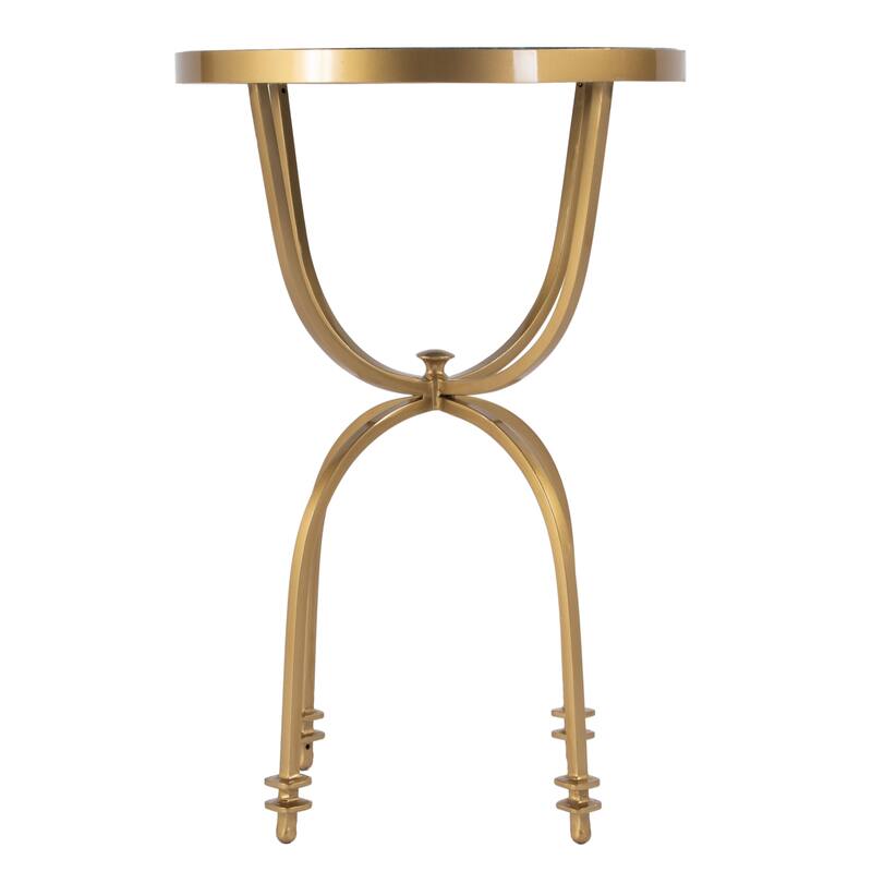 Hager 16 in. W Round Marble & Metal Side Table