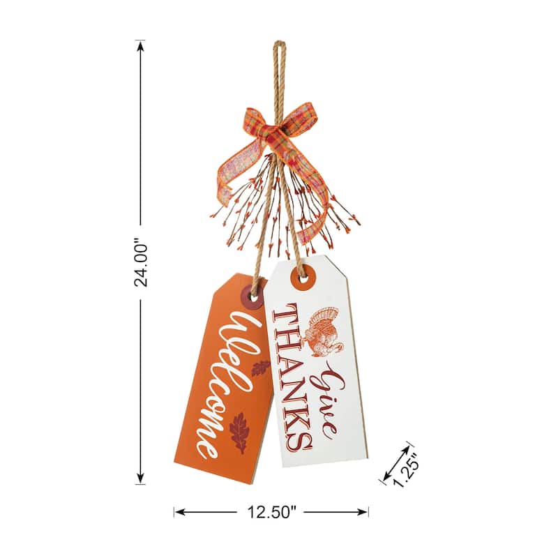 Glitzhome 24"H Wooden Fall Thanksgiving Doorknob Hanging Decor
