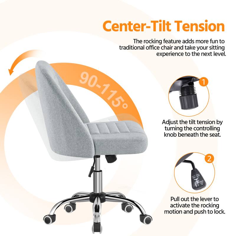 Yaheetech Faux Leather Mid Back Desk Chair Modern Tufted Armless Office Chair