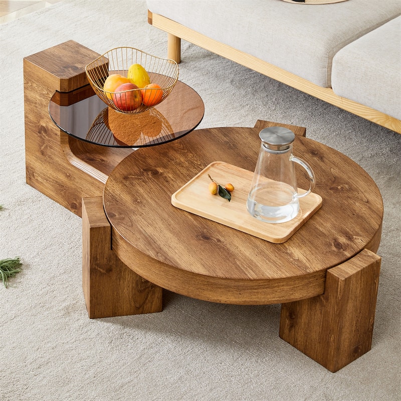 Detachable Double-decker Coffee Table - Wood