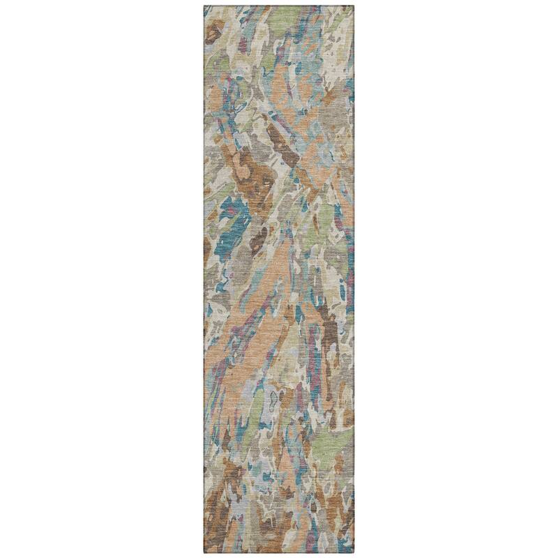 Machine Washable Indoor/ Outdoor Brushstrokes Chantille Rug