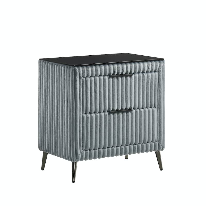 Corduroy Nightstand - Upholstered w/ 2 Drawers
