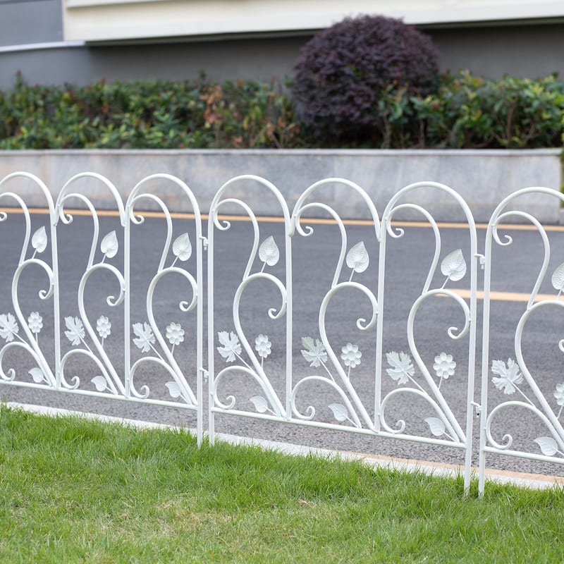 5 Pack Garden Fence Metal Fencing Panels Rustproof Border Section Fence