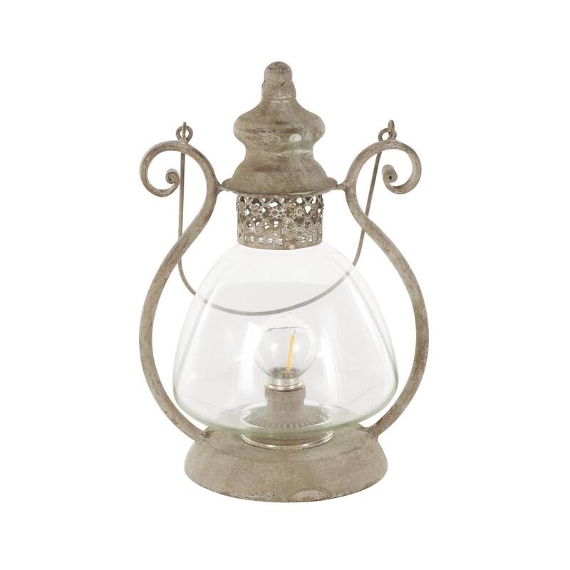 Bronze Metal Decorative Scroll Indoor Outdoor Candle Lantern with Arched Handle - 8"W x 9"L x 12"H
