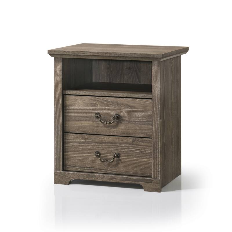 247 Shop At Home Marie 2-Drawer Nightstand with Open Storage Shelf
