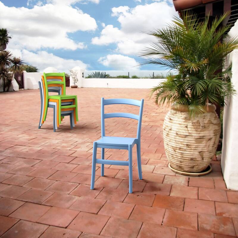 33.5" Blue Solid Patio Dining Armless Chair