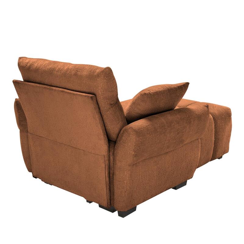 Chenille Ergonomic Lounge Chair with Ottoman, High-Resilience Sponge Cushions and Modular Design