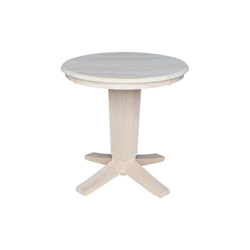 30 in Solid Wood Round Top Pedestal Dining Table - Unfinished - Dining Height