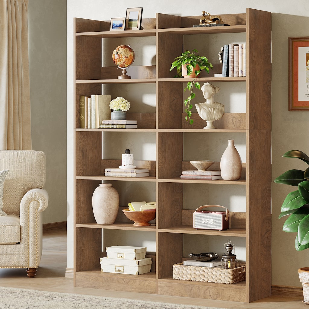 6-tier Etagere Bookshelf Bookcase with Storage and Display Shelves