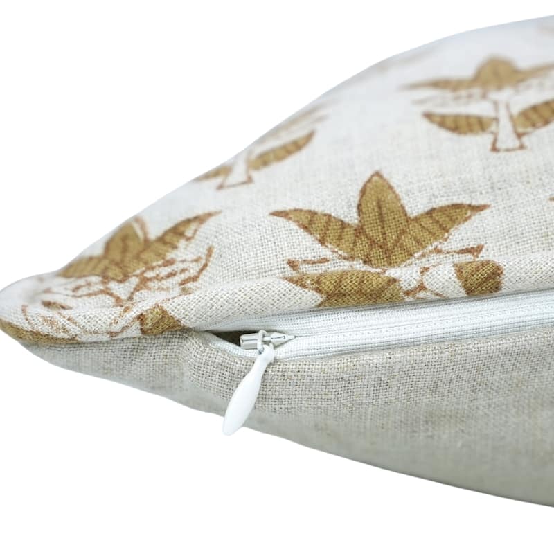 Fabdivine Handmade Floral Block Print Soft Pure Linen Fabric Pipine Pillow Cover Decorative Cushion Case