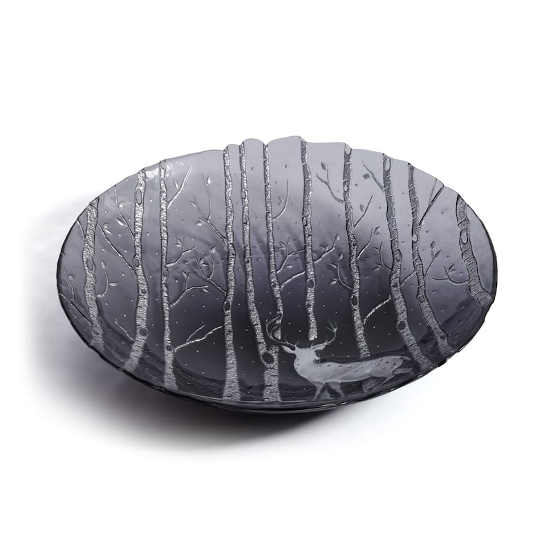 Wilderness Large Glass Serving Bowls, Set of 4 - Family Style Serving Bowls - Smoke