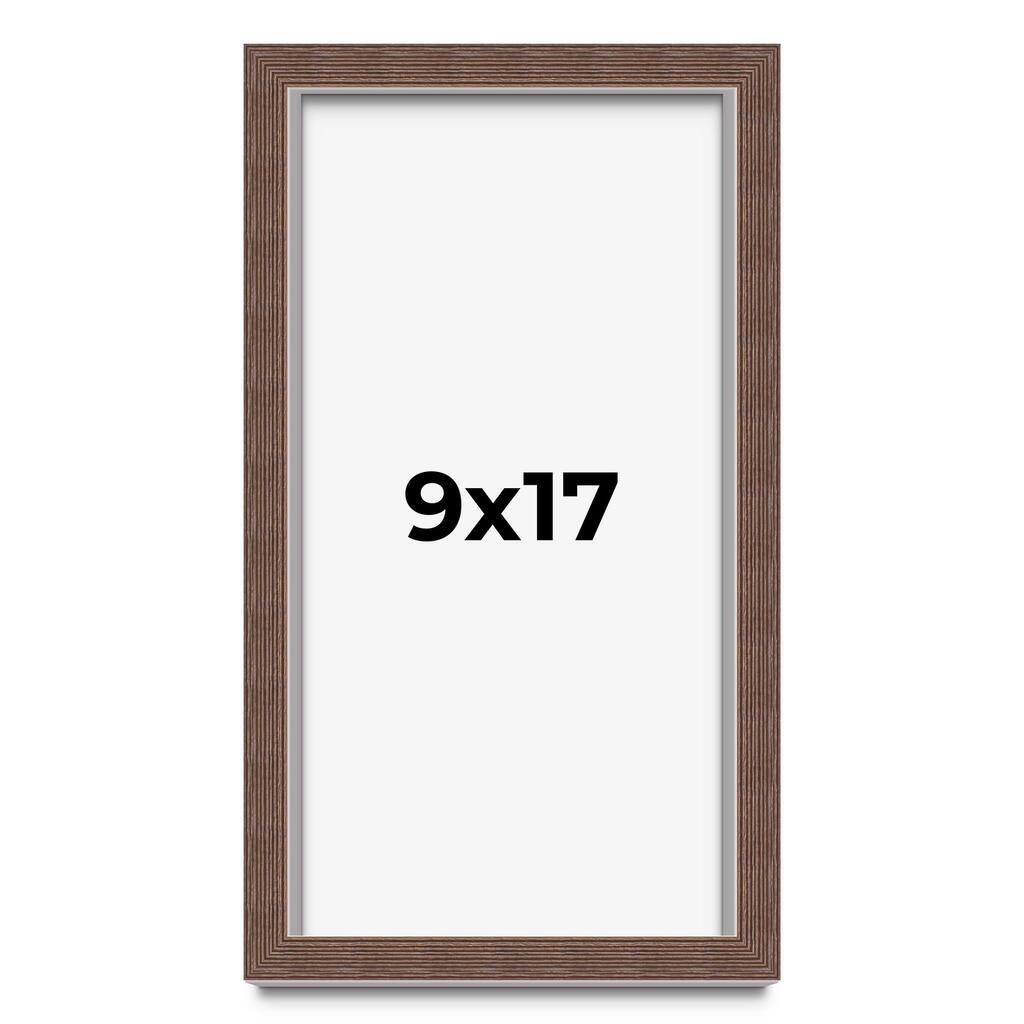9x17 Shadow Box Frame Brown Real Wood Rustic Shadowbox Display Frame UV Acrylic Front Acid Free Backing and Hardware Bruno
