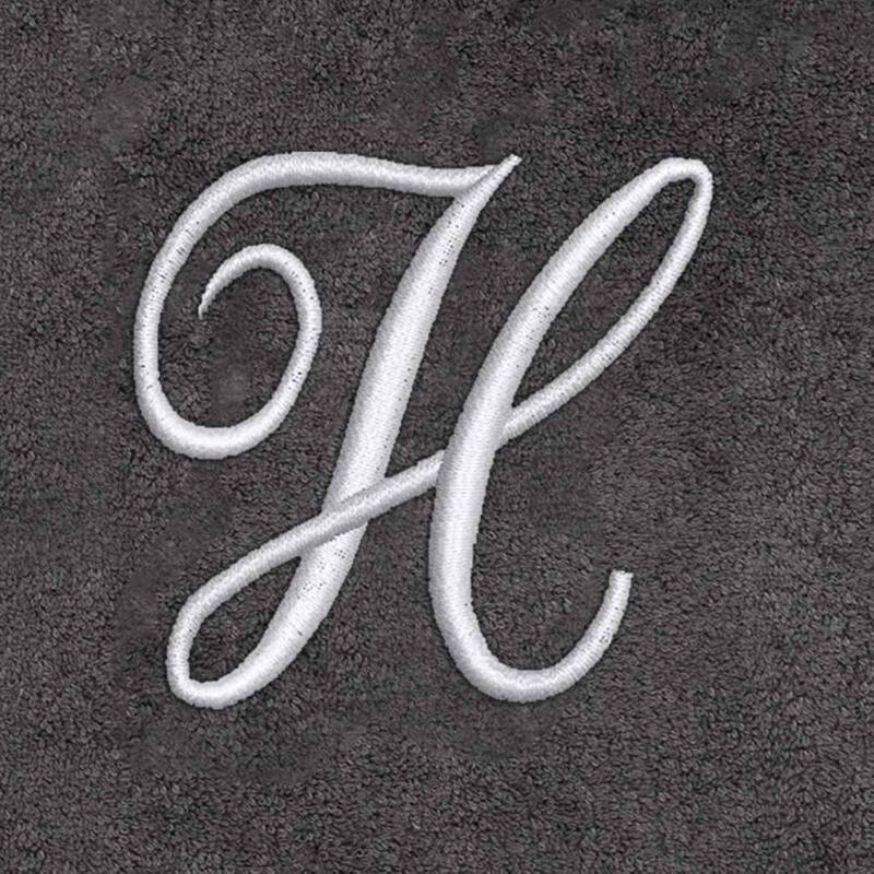 Avanti Linens Granite/Silver Script Monogram Bath Towel Letter H - Bath Towel