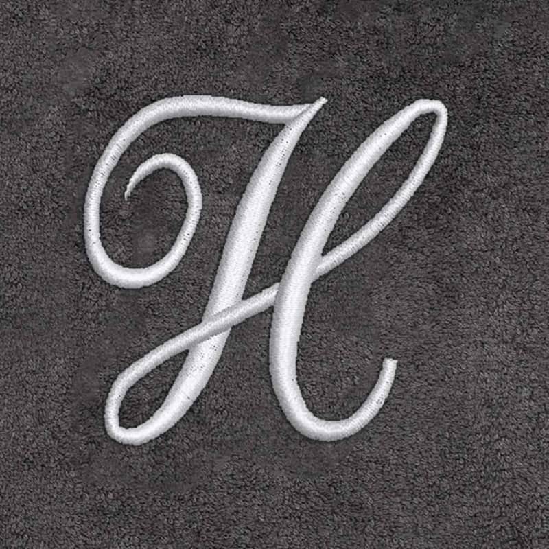 Avanti Linens Granite/Silver Script Monogram Hand Towel Letter H - Hand Towel