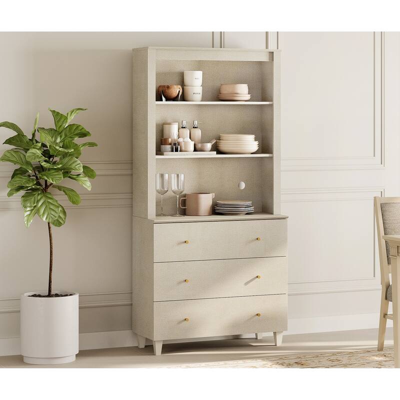 Modern 71" Tall Pantry Cabinet with Drawers & Adjustable Shelf for Kitchen