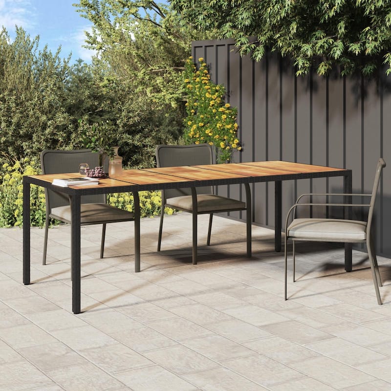 vidaXL Garden Dining Table Black 98.4x39.4x29.5 in Poly Rattan - 98.4 x 39.4 x 29.5 in