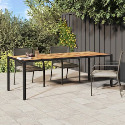 vidaXL Garden Dining Table Black 98.4x39.4x29.5 in Poly Rattan - 98.4 x 39.4 x 29.5 in