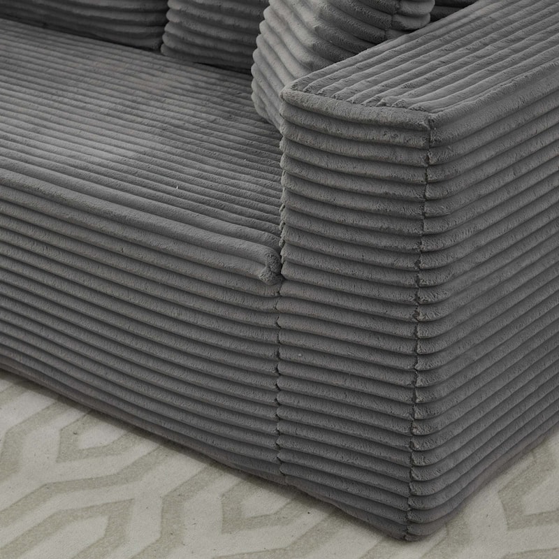 106" Corduroy Upholstery L-Shaped Cloud Modular Sectional Sofa with Chaise and Pillows, All-Foam Compression Design