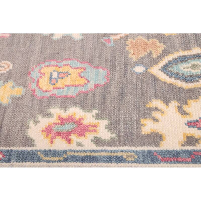 ECARPETGALLERY Hand-knotted Modern Oushak Dark Grey Wool Rug - 3'6 x 5'8