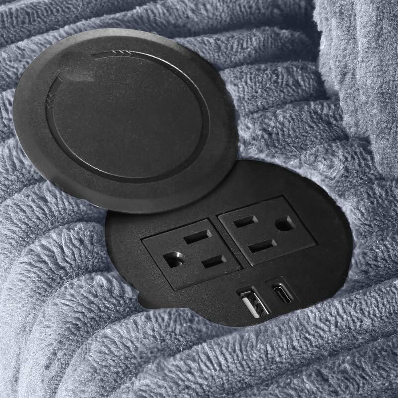 GDFStudio - Polyester 50.9" Loveseat Chaise with Cup Holders