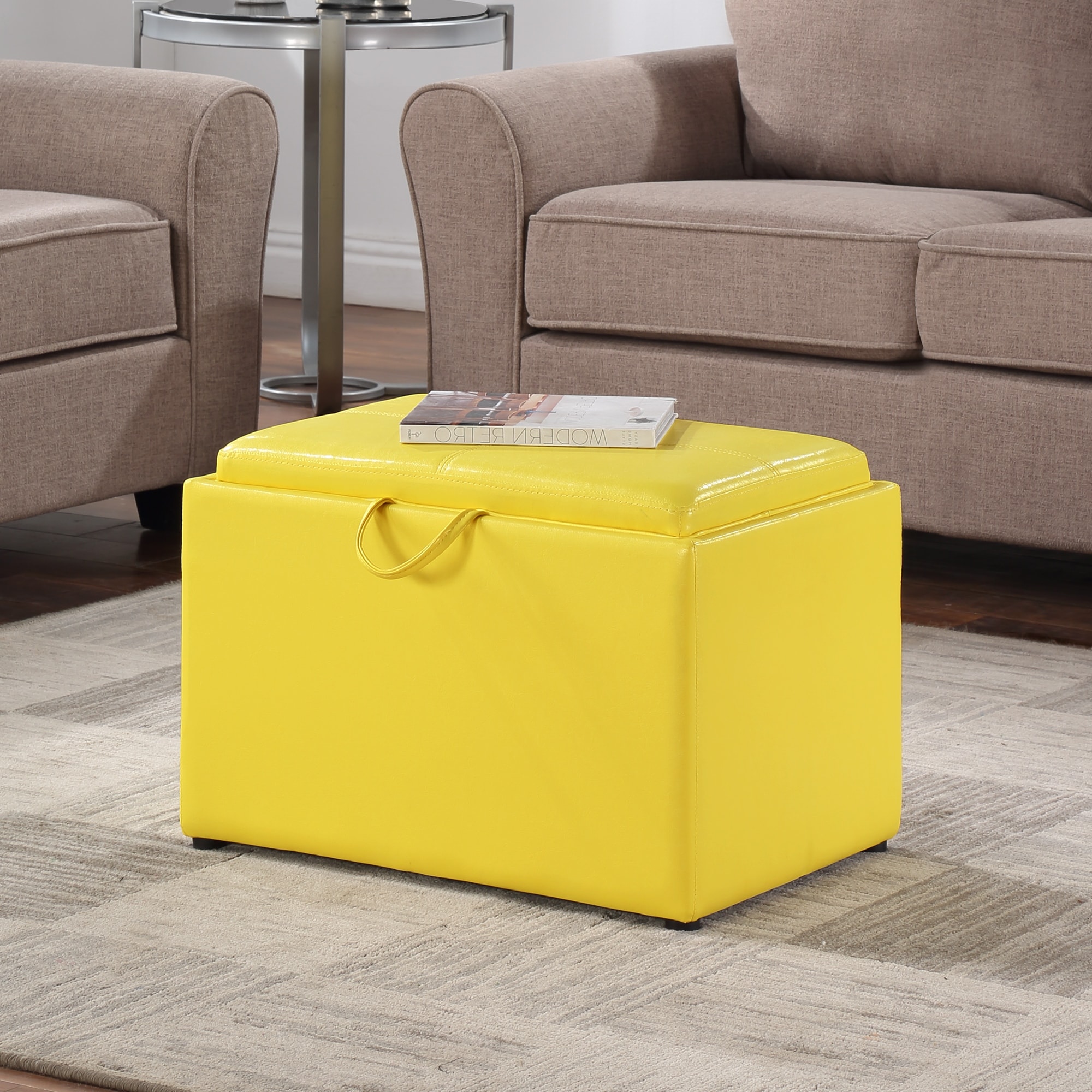 Convenience Concepts Designs4Comfort Accent Storage Ottoman with Reversible Tray