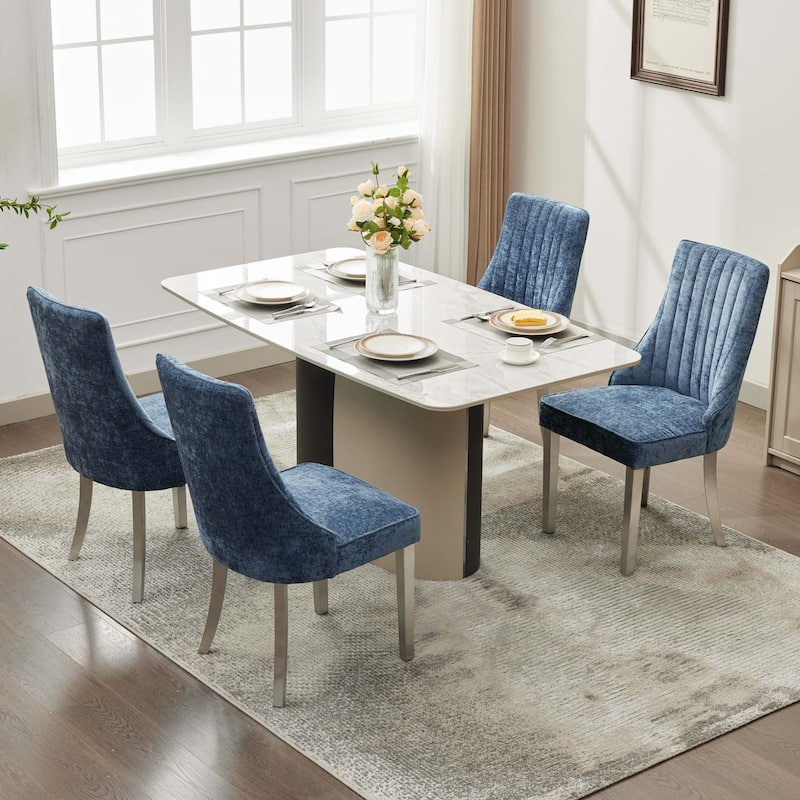 Dining Chairs with Stainless Steel Legs,Set of 2
