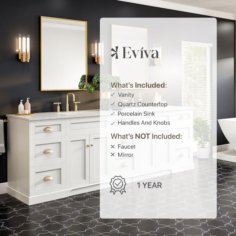 Epic 96 in. DS Bath Vanity with Carrara Quartz Top & Undermount Sinks