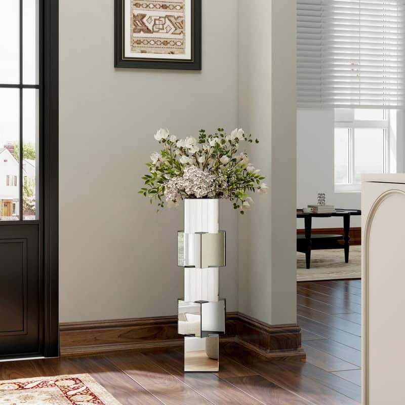 27.75" Square Glass Floor Vase