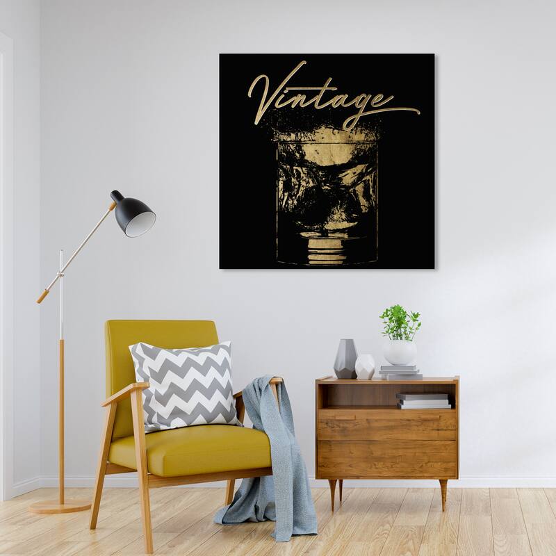 Wynwood Studio Canvas Drinks and Spirits Classic Vintage Black and Glam Wall Art Canvas Print - 30 x 30