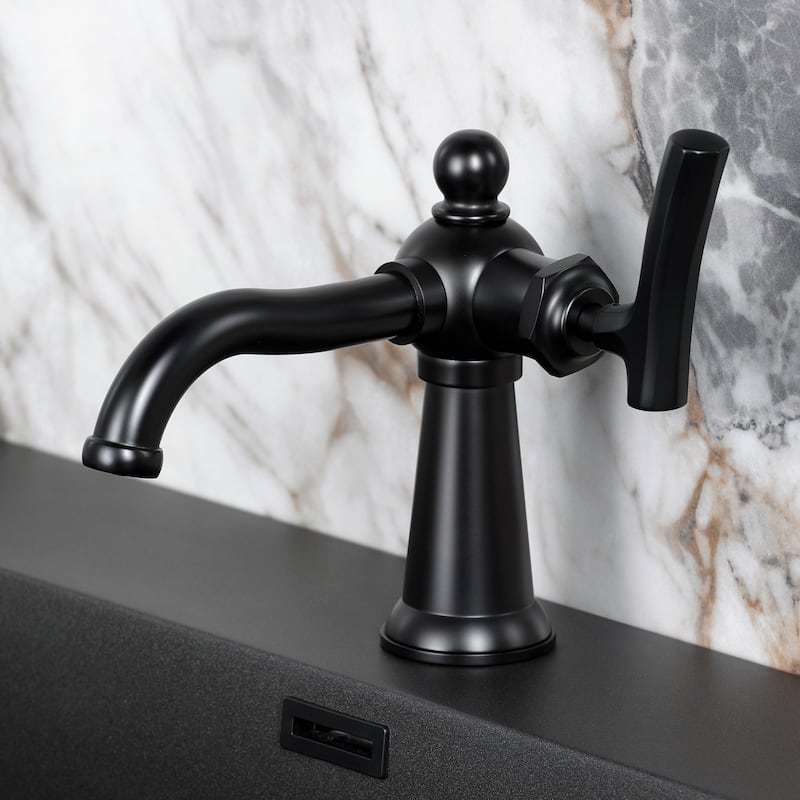 Kingston Brass Hallerbos Single-Handle 1-Hole Deck Mount Bathroom Faucet with Drain