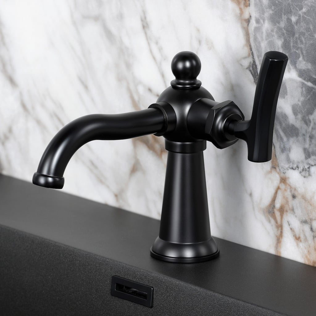 Kingston Brass Hallerbos Single-Handle 1-Hole Deck Mount Bathroom Faucet with Drain