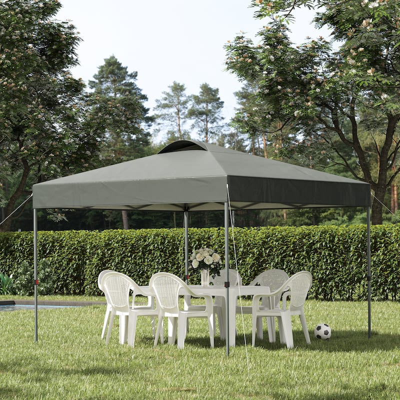 Outsunny 10' x 10' Pop Up Canopy Event Tent with 3-Level Adjustable Height, Top Vent Window Design and Easy Move Roller Bag