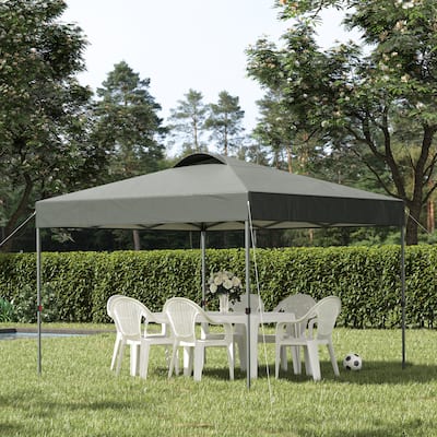 Outsunny 10' x 10' Pop Up Canopy Event Tent with 3-Level Adjustable Height, Top Vent Window Design and Easy Move Roller Bag