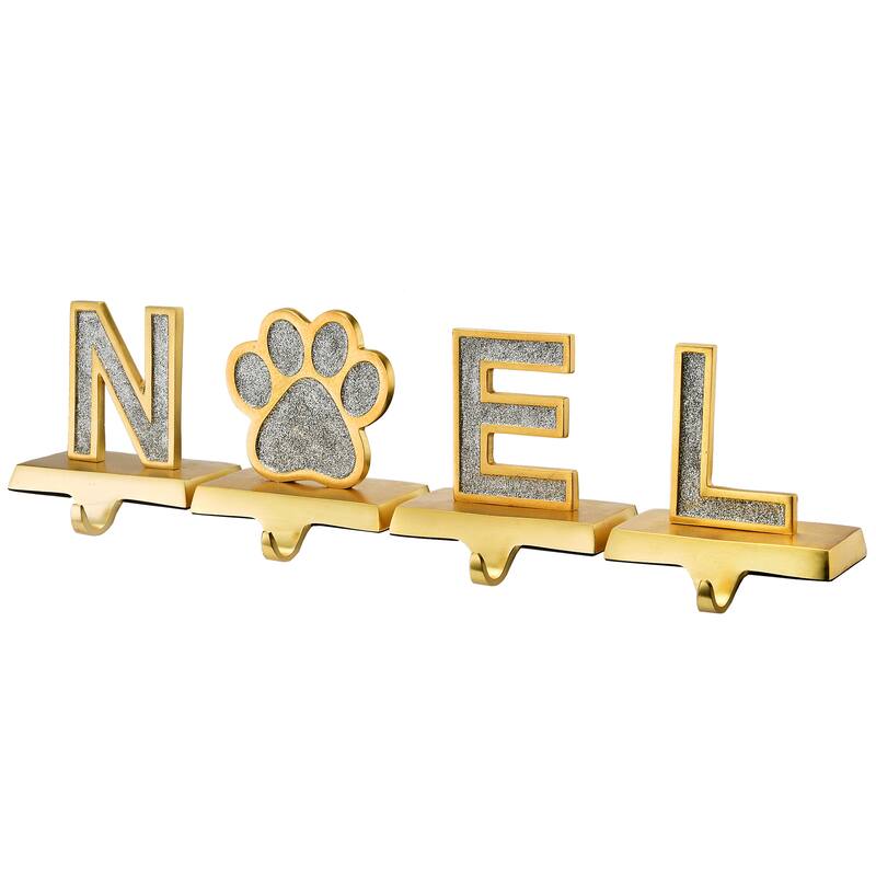 National Tree Company 5 in. Silver Sparkle NOEL Stocking Holders, 4-Pieces - 5 in