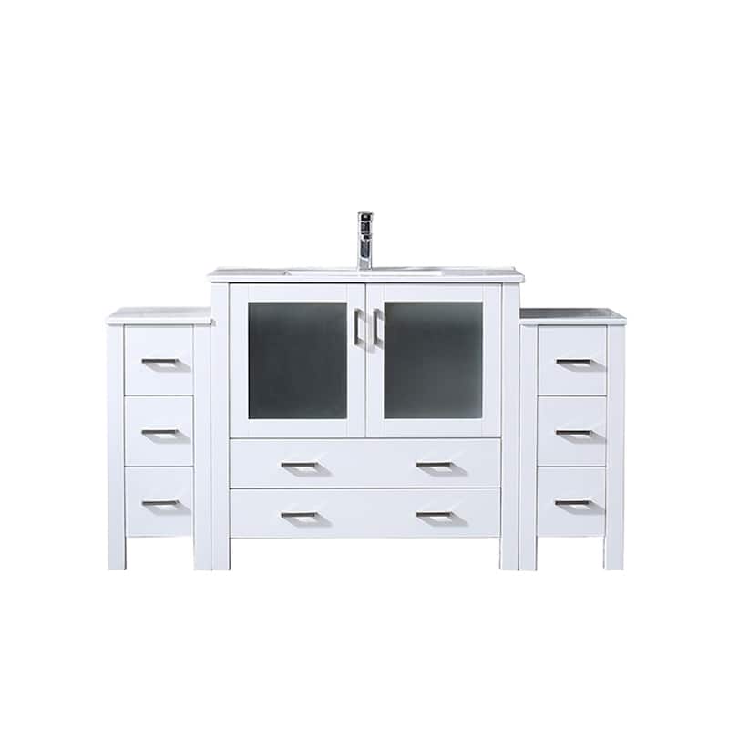 Volez Bath Vanity with Side Cabinets, Ceramic Top & Sink