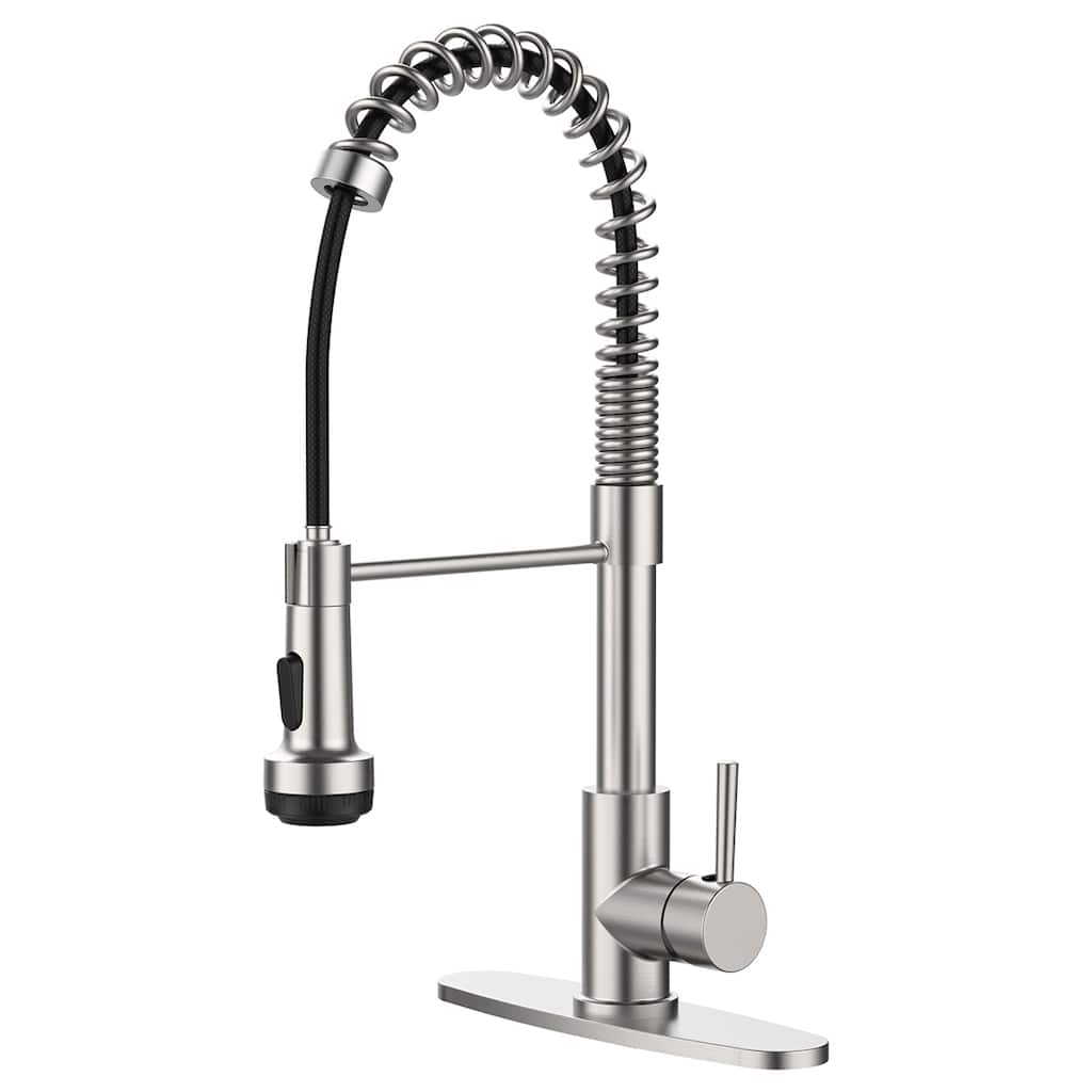 Kitchen Faucet with Pull Down Sprayer and 4 Spraying Modes Single Handle Commercial Spring Kitchen Sink Faucet 1 or 3 Hole